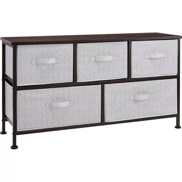 imageAmazon Basics Extra Wide Sturdy Fabric 5Drawer Storage Organizer Unit for Closet WhiteBronze