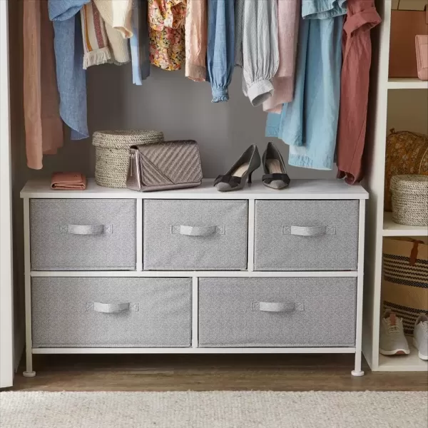 imageAmazon Basics Extra Wide Sturdy Fabric 5Drawer Storage Organizer Unit for Closet WhiteWhite