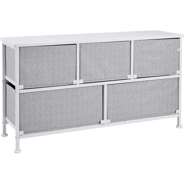 imageAmazon Basics Extra Wide Sturdy Fabric 5Drawer Storage Organizer Unit for Closet WhiteWhite