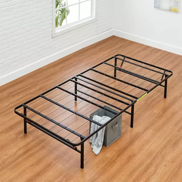 imageAmazon Basics Foldable Metal Platform Bed Frame with Tool Free Setup 14 Inches High Sturdy Steel Frame No Box Spring Needed Twin XL BlackBlack