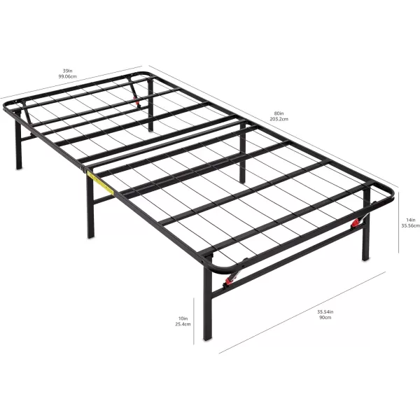 imageAmazon Basics Foldable Metal Platform Bed Frame with Tool Free Setup 14 Inches High Sturdy Steel Frame No Box Spring Needed Twin XL BlackBlack