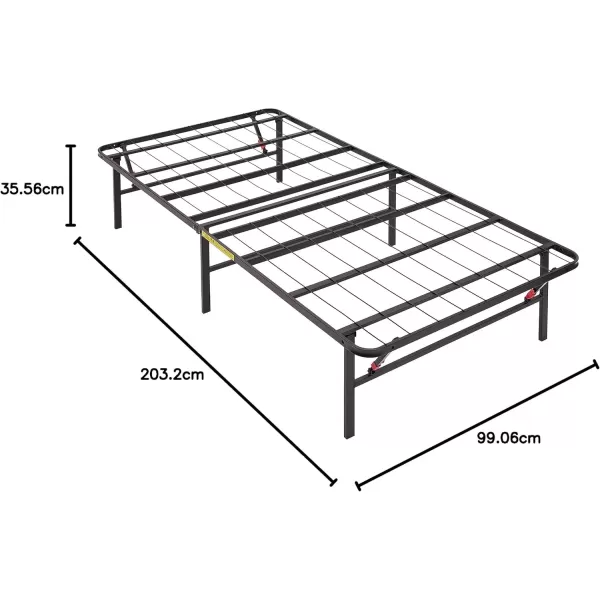 imageAmazon Basics Foldable Metal Platform Bed Frame with Tool Free Setup 14 Inches High Sturdy Steel Frame No Box Spring Needed Twin XL BlackBlack