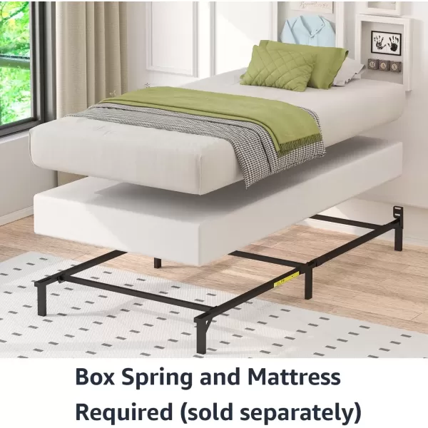 imageAmazon Basics Metal Bed Frame for King Size Box Spring and Mattress 9Leg Base ToolFree Easy Assembly Black 795quot L x 76quot W x 7quot HBlack