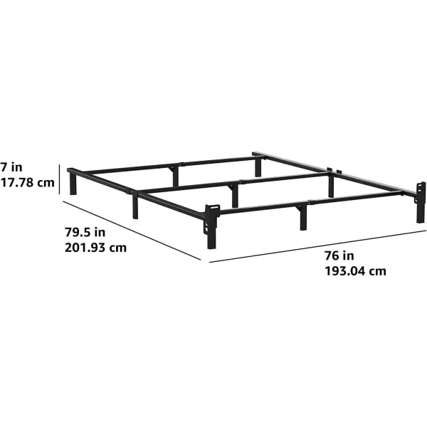 imageAmazon Basics Metal Bed Frame for King Size Box Spring and Mattress 9Leg Base ToolFree Easy Assembly Black 795quot L x 76quot W x 7quot HBlack