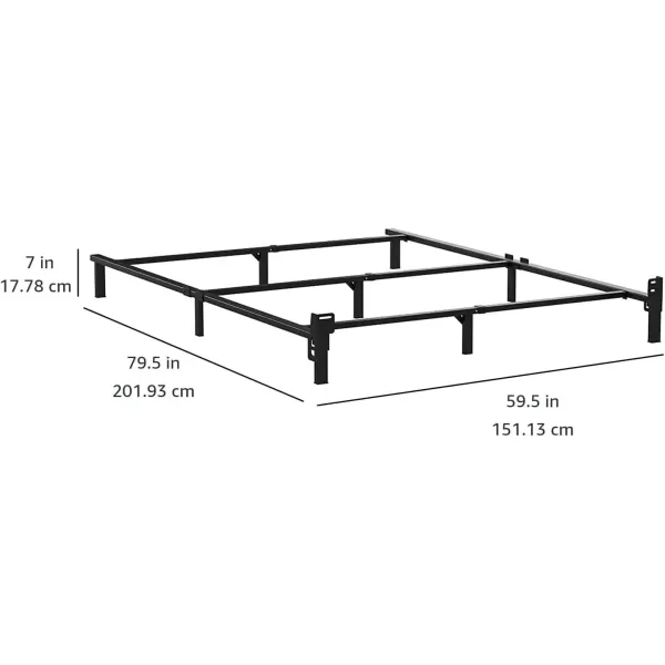 imageAmazon Basics Metal Bed Frame for King Size Box Spring and Mattress 9Leg Base ToolFree Easy Assembly Black 795quot L x 76quot W x 7quot HBlack