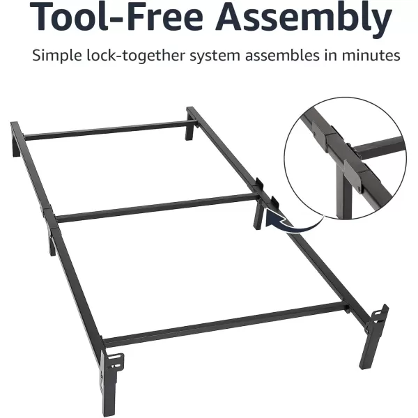 imageAmazon Basics Metal Bed Frame for King Size Box Spring and Mattress 9Leg Base ToolFree Easy Assembly Black 795quot L x 76quot W x 7quot HBlack