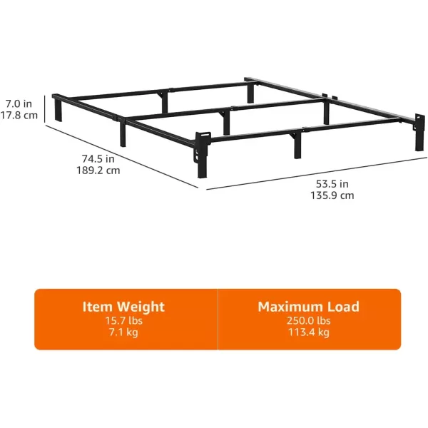 imageAmazon Basics Metal Bed Frame for King Size Box Spring and Mattress 9Leg Base ToolFree Easy Assembly Black 795quot L x 76quot W x 7quot HBlack