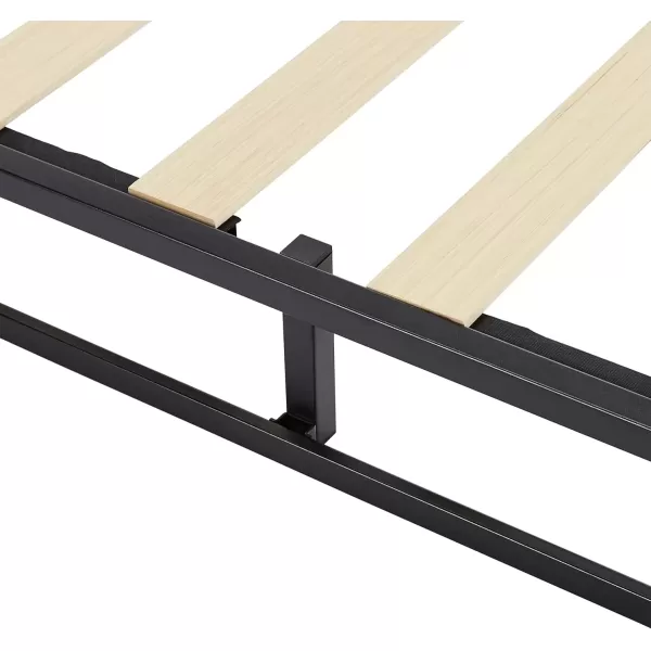 imageAmazon Basics Metal Platform Bed Frame with Wood Slat Support 75 inches High Twin BlackFull
