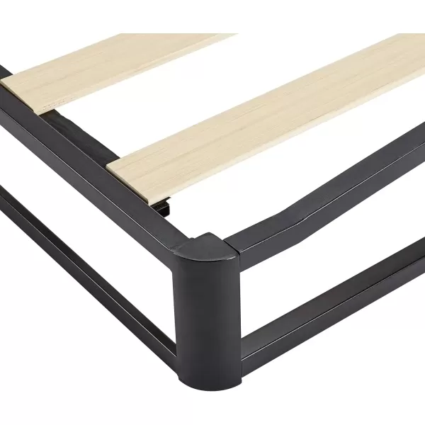 imageAmazon Basics Metal Platform Bed Frame with Wood Slat Support 75 inches High Twin BlackQueen