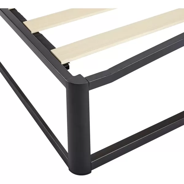 imageAmazon Basics Metal Platform Bed Frame with Wood Slat Support 75 inches High Twin BlackTwin