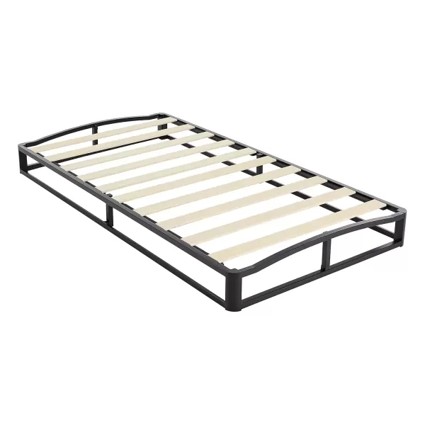 imageAmazon Basics Metal Platform Bed Frame with Wood Slat Support 75 inches High Twin BlackTwin