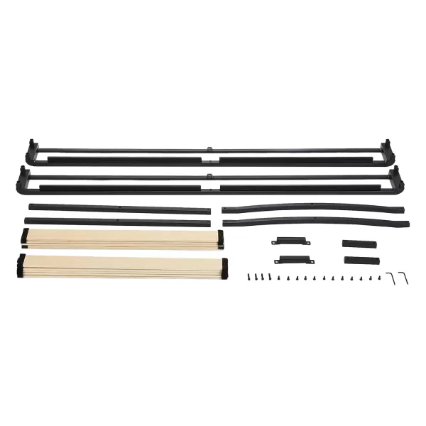 imageAmazon Basics Metal Platform Bed Frame with Wood Slat Support 75 inches High Twin BlackTwin
