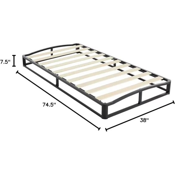 imageAmazon Basics Metal Platform Bed Frame with Wood Slat Support 75 inches High Twin BlackTwin