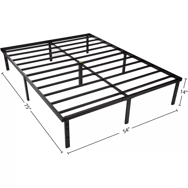 imageAmazon Basics Sturdy HeavyDuty NonSlip Platform Bed Frame Queen Size Storage Steel Slat Support Noise Free Easy Assembly 18 Inch BlackFull