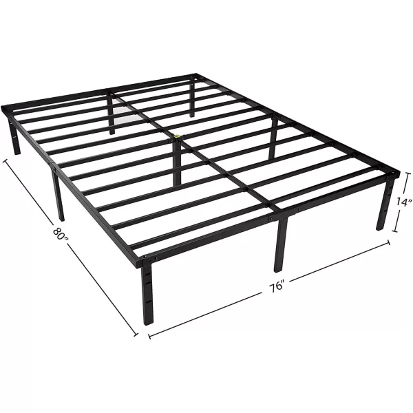 imageAmazon Basics Sturdy HeavyDuty NonSlip Platform Bed Frame Queen Size Storage Steel Slat Support Noise Free Easy Assembly 18 Inch BlackKing