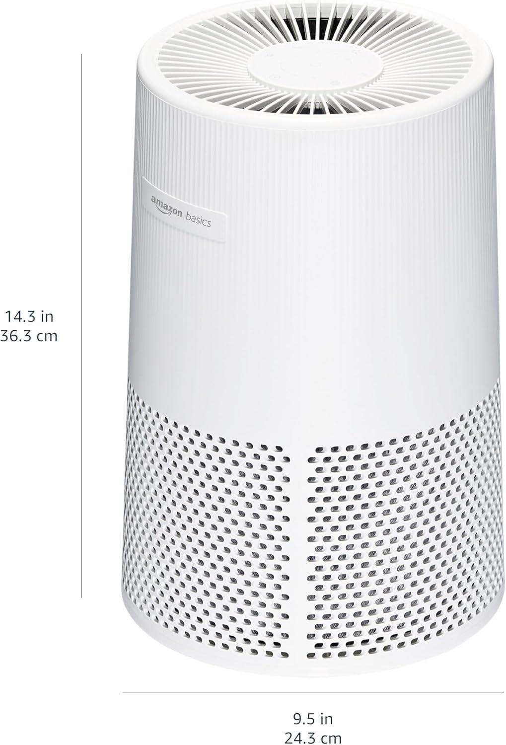 imageAmazon Basics Air Purifier for Home and Office With 3Stage Filtration HEPA Filter With Activated Carbon 3 Speeds Timer Sleep Mode 32db Energy Star Certificate Covers Up to 1067 Sq ft WhiteAir Purifier