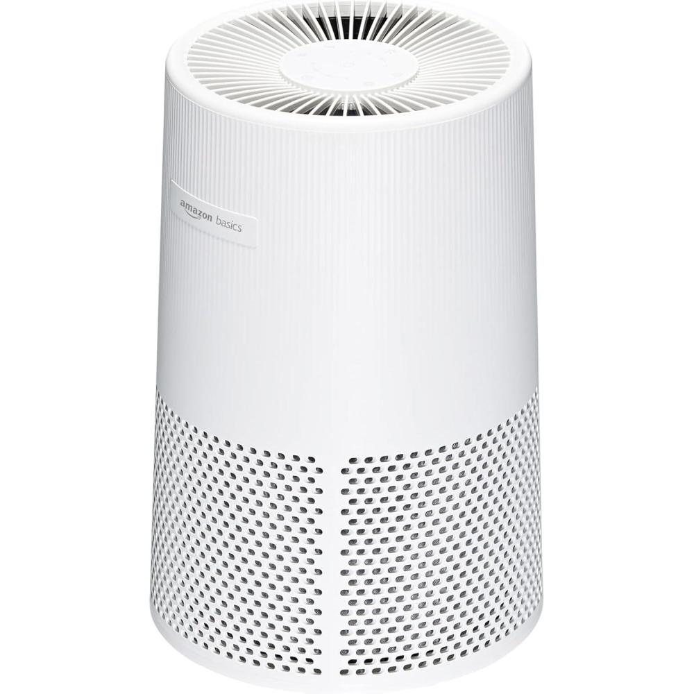 imageAmazon Basics Air Purifier for Home and Office With 3Stage Filtration HEPA Filter With Activated Carbon 3 Speeds Timer Sleep Mode 32db Energy Star Certificate Covers Up to 1067 Sq ft WhiteAir Purifier