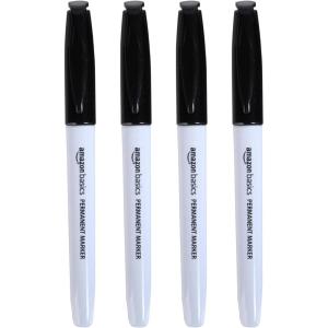 imageAmazon Basics Fine Tip Point Permanent Markers for Office School and Home Use Black 4 PackBlack