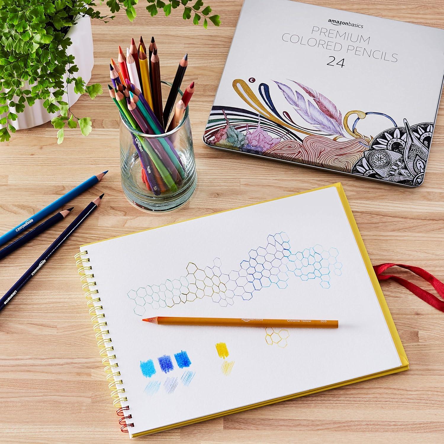 imageAmazon Basics Premium Colored Pencils 24 Count Soft Core Multicolor Back to School Supplies Pack of 148 Count Pack of 1