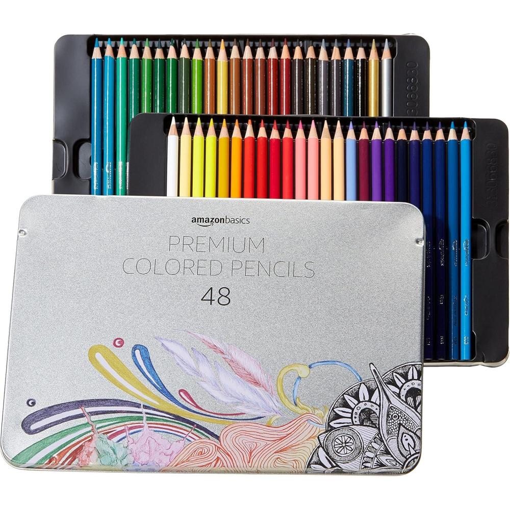 imageAmazon Basics Premium Colored Pencils 24 Count Soft Core Multicolor Back to School Supplies Pack of 148 Count Pack of 1