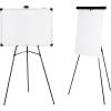 imageAmazon Basics High Boardroom Black Aluminum Flipchart Whiteboard and Display Easel Stand with Adjustable Height Telescope Tripod Black 37 x 18 x 28 InchesLightweight Board Easel