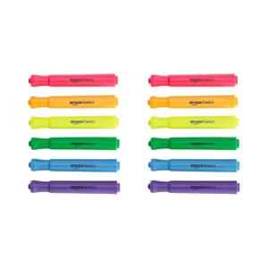 imageAmazon Basics Highlighters 12 Pack Assorted Colors Chisel Tip Office and School SuppliesAssorted
