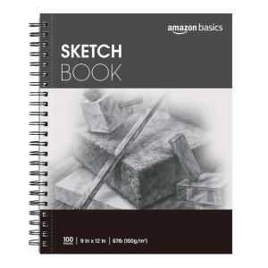 imageAmazon Basics Sketch Pad 9quotx12quot 67 lb  100 gsm 100 Sheets White9x12
