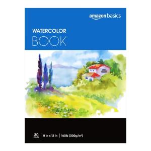 imageAmazon Basics Watercolor Pad 9quotx12quot 140 lb  300 gsm 30 Sheets White9x12