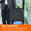imageAmazon Basics Premium Travel Garment Bag with Shoulder Strap for Suits and Dresses Trifold 211 inch Black SolidBlack