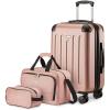 imageAmazon Basics Hardside CarryOn Spinner 4piece set BlackRose Gold