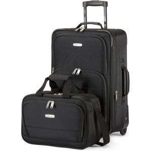 imageAmazon Basics Home Lifestyle Softside Entry Luggage Set 2 Pieces CarryOn 23Inch Tote 15Inch RedBlack