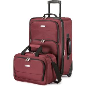 imageAmazon Basics Home Lifestyle Softside Entry Luggage Set 2 Pieces CarryOn 23Inch Tote 15Inch RedRed