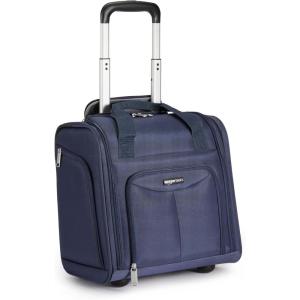 imageAmazon Basics Underseat Carry On Luggage with Wheels  14Inch Rolling Travel Bag BlackNavy