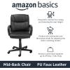imageAmazon Basics Office Computer Task Desk Chair with Padded Armrests MidBack Adjustable 360 Swivel Rolling 275 Pound Capacity BIFMA Certified 242quotD x 24quotW x 348quotH Black Faux LeatherBlack