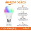 imageAmazon Basics Smart A19 LED Light Bulb Color Changing 60W Equivalent 800LM Works with Alexa Only 24 GHz WiFi No Hub Required 1PackColor Changing