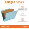 imageAmazon Basics Sturdy 10Pack Letter Size Pressboard Classification File Folders with Fasteners Dividers 2 Expansion  GreenLight Blue