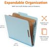 imageAmazon Basics Sturdy 10Pack Letter Size Pressboard Classification File Folders with Fasteners Dividers 2 Expansion  GreenLight Blue