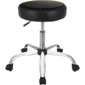 imageAmazon Basics Drafting Spa Bar Stool with Wheels Height Adjustable Swivel Black 2205quot D x 2283quot W x 1988quot H