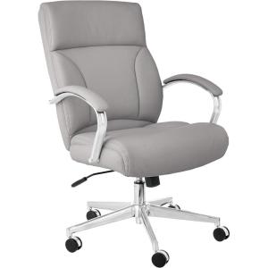 imageAmazon Basics Executive Desk Chair 275lb Capacity Oversized Cushion Grey Bonded Leather 2913quotD x 252quotW x 4311quotHGrey