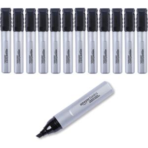 imageAmazon Basics Large Chisel Tip Permanent Markers Black 12PackBlack