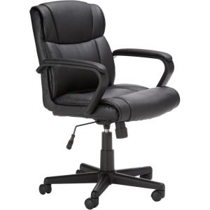 imageAmazon Basics Office Computer Task Desk Chair with Padded Armrests MidBack Adjustable 360 Swivel Rolling 275 Pound Capacity BIFMA Certified 242quotD x 24quotW x 348quotH Black Faux LeatherBlack