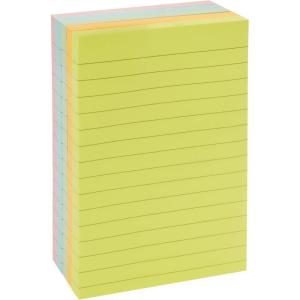 imageAmazon Basics Sticky Note Pads Lined 4x6 Rectangular Assorted Colors Pack of 5