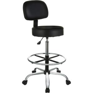 imageAmazonBasics MultiPurpose Adjustable Drafting Spa Bar Stool with Foot Rest and Wheels  Black