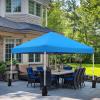 imageAmazon Basics 10 x 10 Pop Up Canopy Tent Outdoor Setup Includes Wheeled Carry Bag 8 Pegs 4 Ropes 4 Weighted Bags BlueBlue