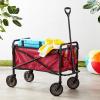 imageAmazon Basics Collapsible Folding Heavy Duty Utility Wagon for Outdoor Sports Camping Garden and Shopping BlackRed