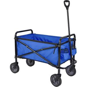 imageAmazon Basics Collapsible Folding Heavy Duty Utility Wagon for Outdoor Sports Camping Garden and Shopping BlackBlue