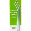 imageAmazon Basics Disposable Striped Plastic Flex Straws Assorted Colors 100 Count Large Pack