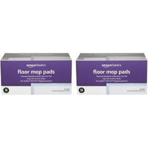 imageAmazon Basics Dry Floor Mop Pads 36 Count Previously SolimoPack of 2