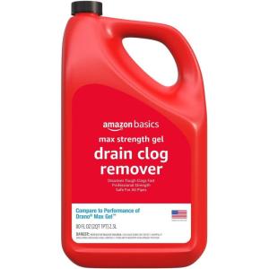 imageAmazon Basics Max Strength Gel Drain Clog Remover and Cleaner Unclogs Hair and Grease 80 Fl Oz Pack of 180 Fl Oz Pack of 1
