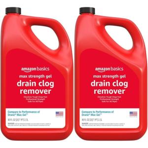 imageAmazon Basics Max Strength Gel Drain Clog Remover and Cleaner Unclogs Hair and Grease 80 Fl Oz Pack of 180 Fl Oz Pack of 2